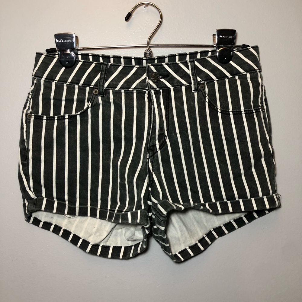 Striped Denim Shorts